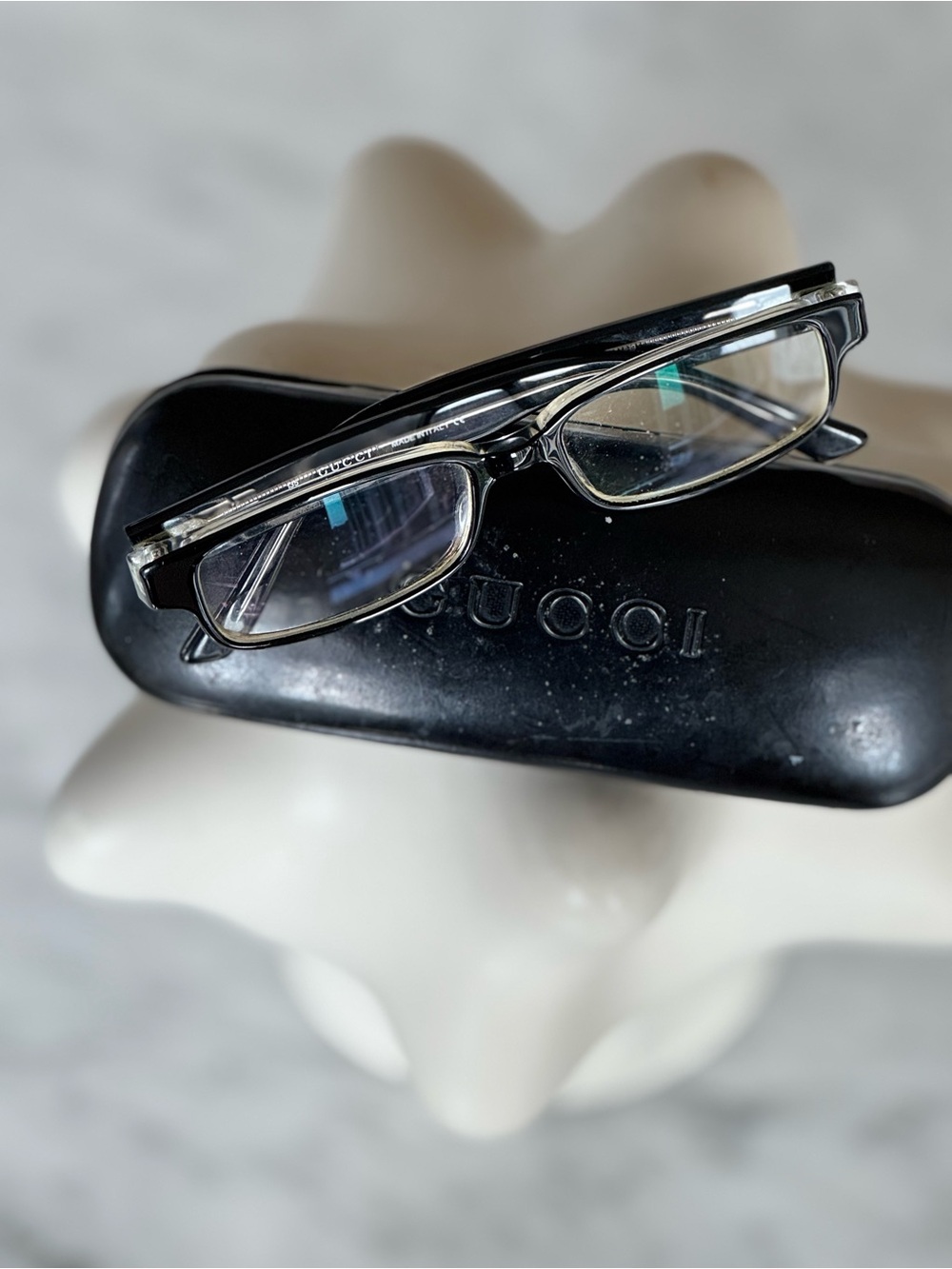 Gucci Black Rectangular Eyeglass Frames Made in Italy with Case